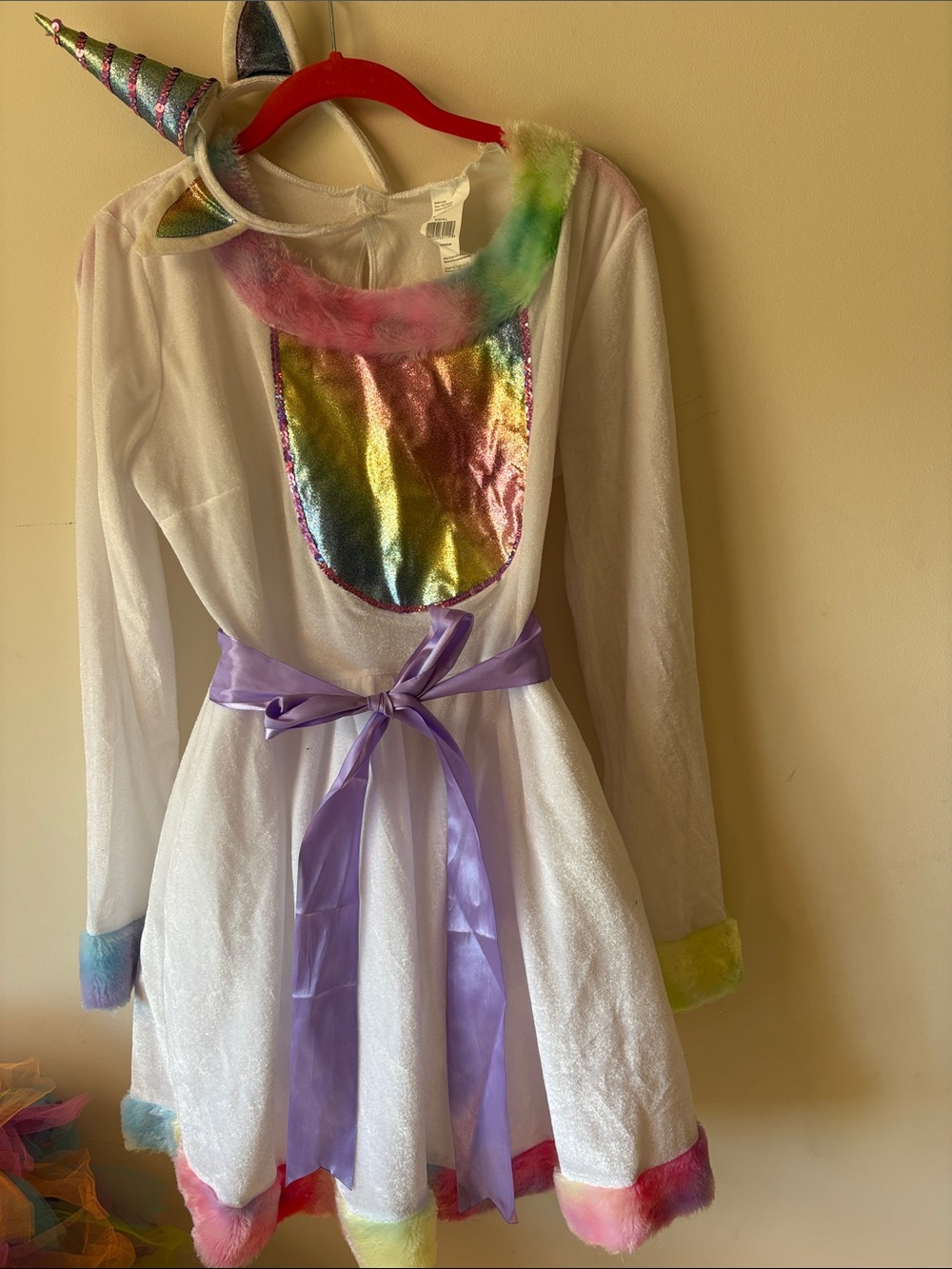Unbranded White Rainbow Unicorn adult Costume Dress with Headband adult large